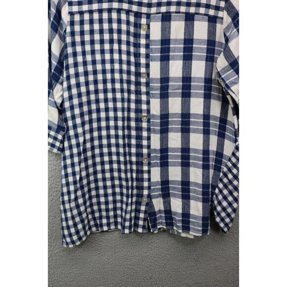 Soft Surroundings Blue White Plaid Button-Up Top-Medium/Petite - Picture 10 of 12